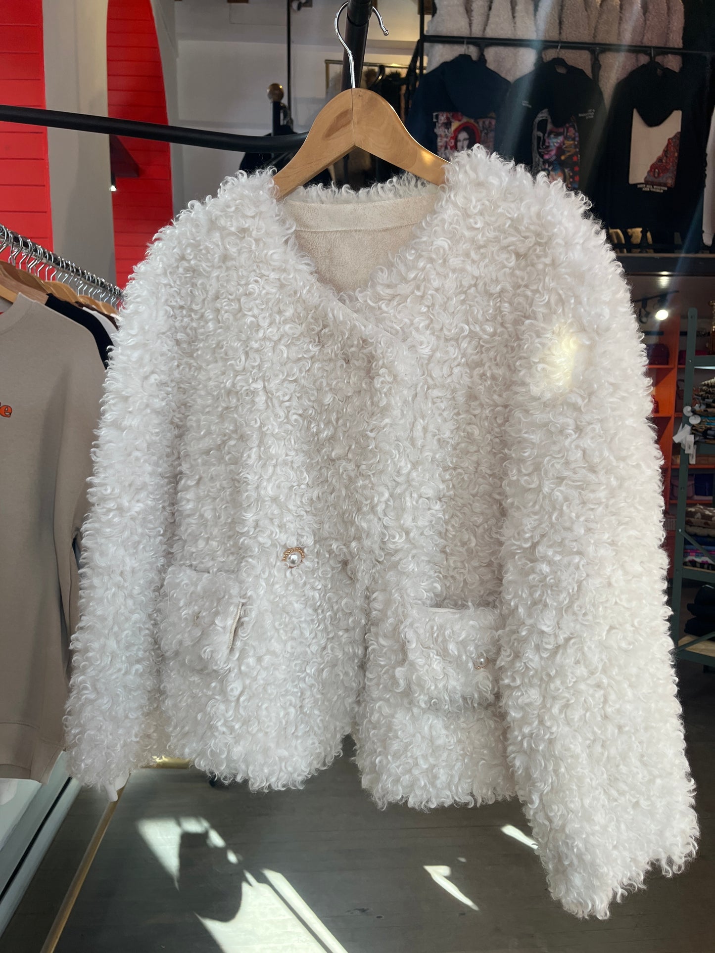 AL- Cardigan boutonné doré peluche Teddy