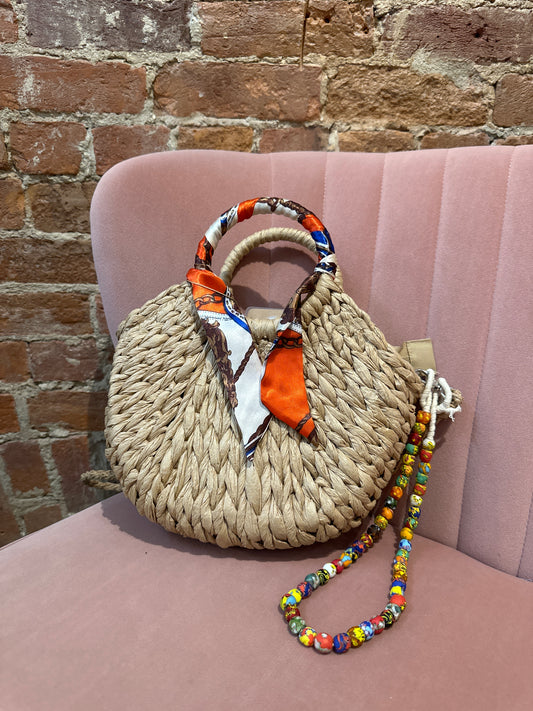 SU- 1232 Sac raphia avec foulard