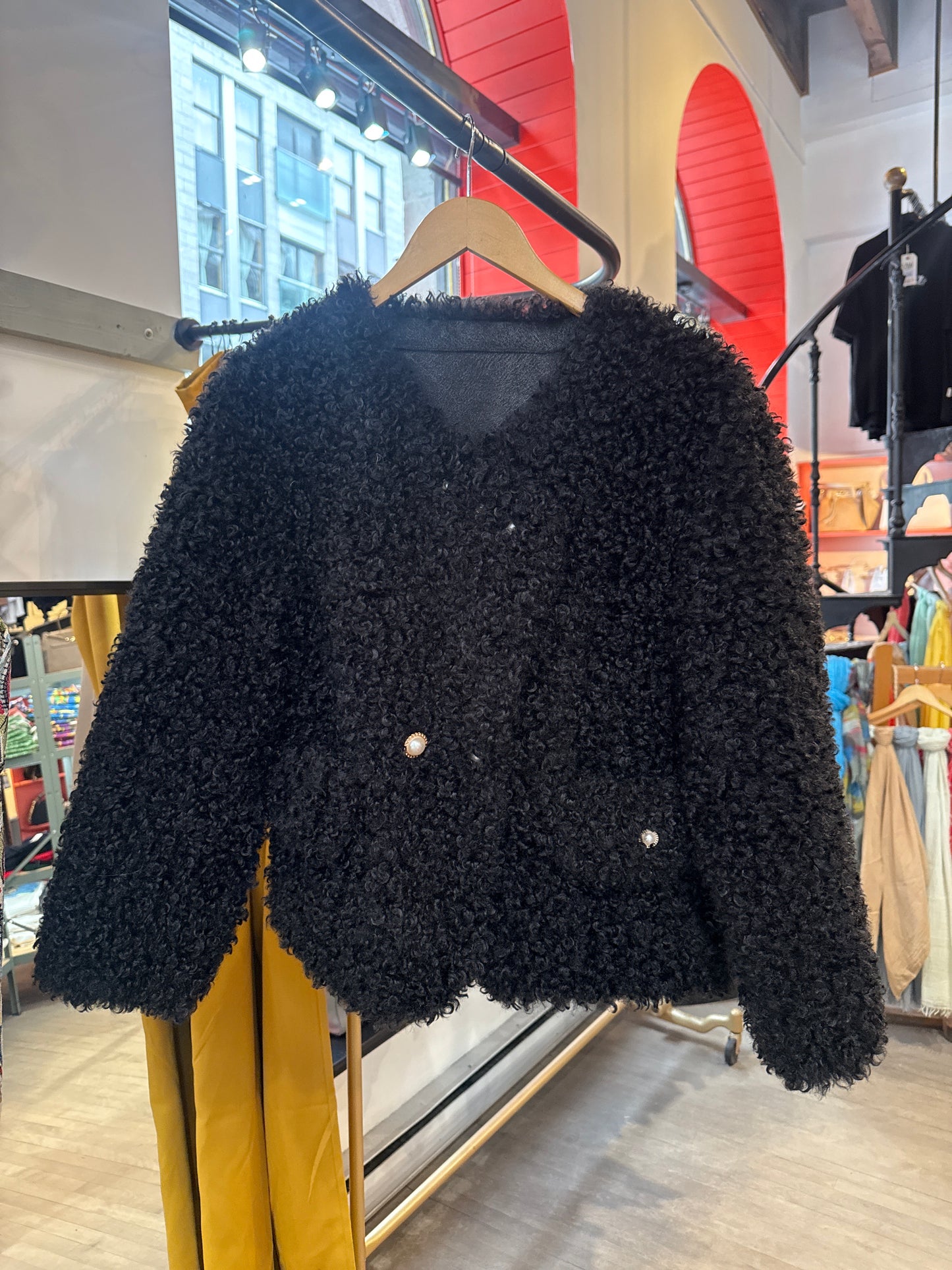 AL- Cardigan boutonné doré peluche Teddy