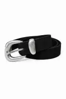 CT4089 Genuine Leather Belt - Black/Silver