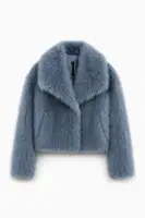 GK0648 Faux Fur Coat - Light blue