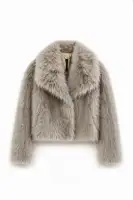 GK0648 Faux Fur Coat - Light Taupe