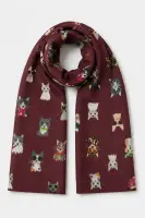 GK6835 Teddy Bear Print Scarf - Wine