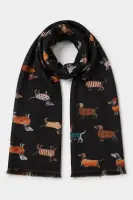 GK6871 Dachshund Print Scarf - Black