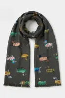 GK6871 Dachshund Print Scarf - Military