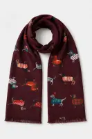 GK6871 Dachshund Print Scarf - Wine