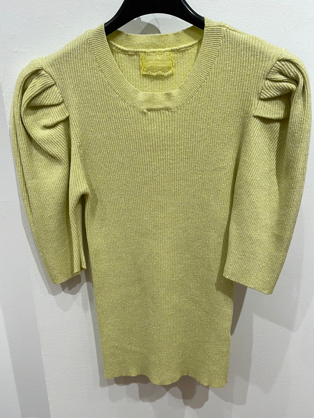 FR-2070-Sparkly Puff Sleeve Sweater
